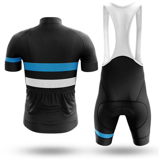 Men's Short Sleeve Cycling Jersey Blue White Lines | RSSC Premium Cycling Kit Back View