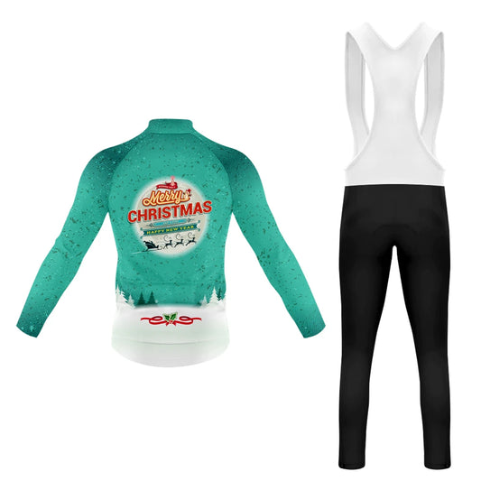 Men's Long Sleeve Cycling Jersey Merry Christmas Santa Claus | RSSC Premium Cycling Kit Back View