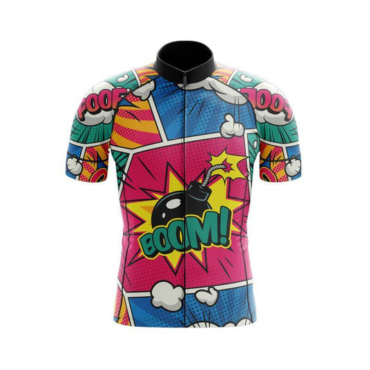 Men's Short Sleeve Cycling Jersey Boom Comic | RSSC Premium Cycling Kit Back View