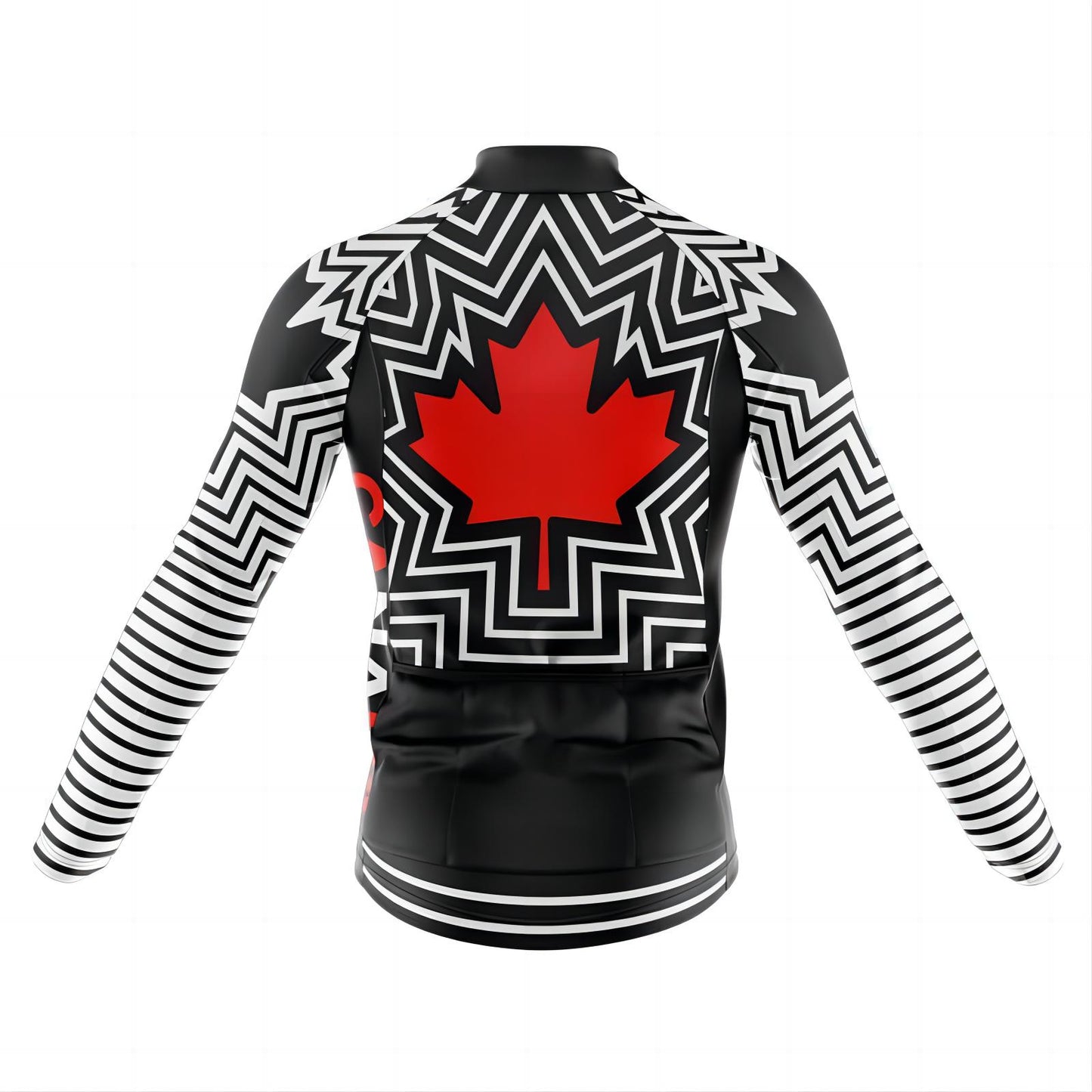 Men's Long Sleeve Cycling Jersey Invert Team Canada Maple Leaf Cycling Jersey | RSSC Premium Cycling Kit Back View