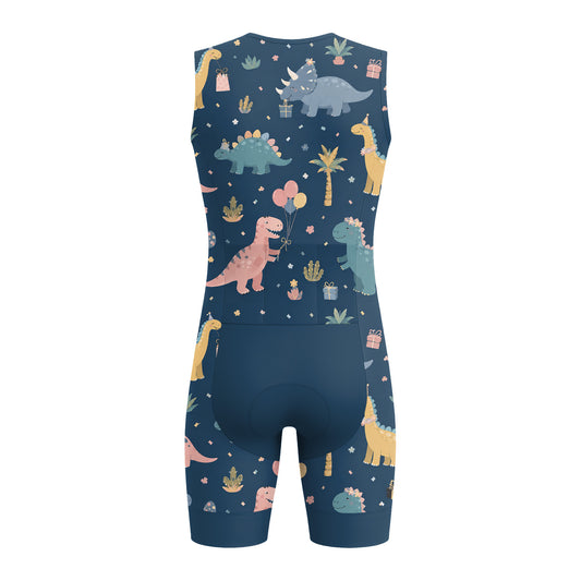 Dinosaur Pattern Men's Sleeveless Triathlon Suit