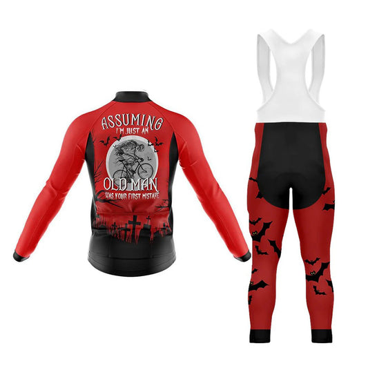 Men's Long Sleeve Cycling Jersey Assuming Old Man | RSSC Premium Cycling Kit Back View