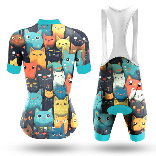 Cartoon Cat Women's Short Sleeve Cycling Kit | Rsscsports