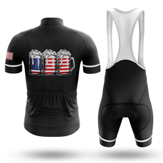 Men's Short Sleeve Cycling Jersey Beer American Flag | RSSC Premium Cycling Kit Back View