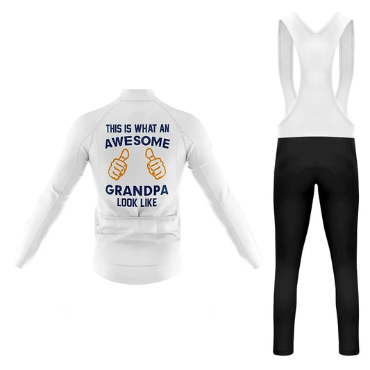Men's Long Sleeve Cycling Jersey Awesome Grandpa | RSSC Premium Cycling Kit Back View
