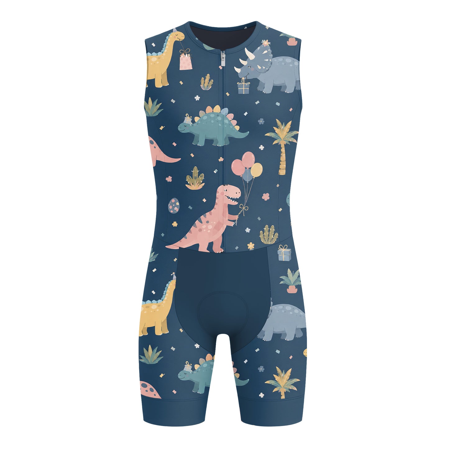Dinosaur Pattern Men's Sleeveless Triathlon Suit