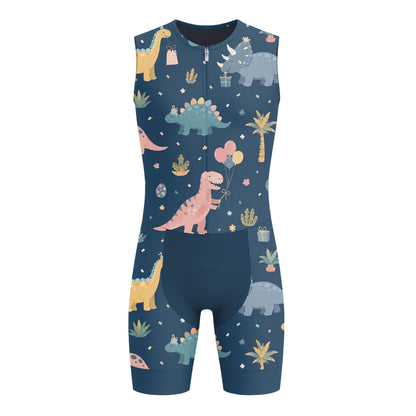 Dinosaur Pattern Men's Sleeveless Triathlon Suit