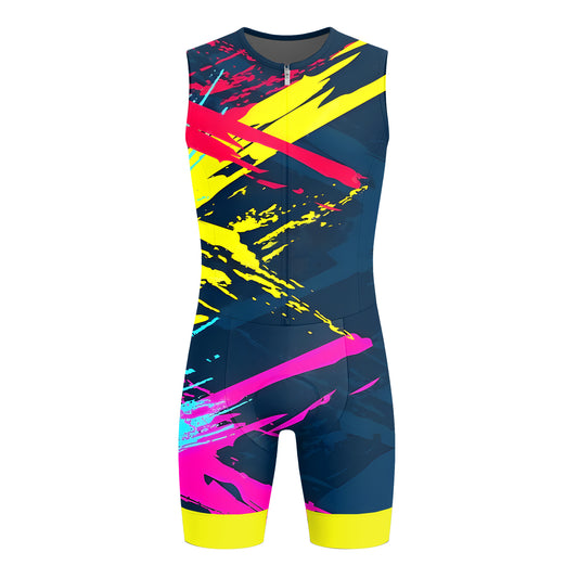 Colorful Abstract Movement Men's Sleeveless Triathlon Suit