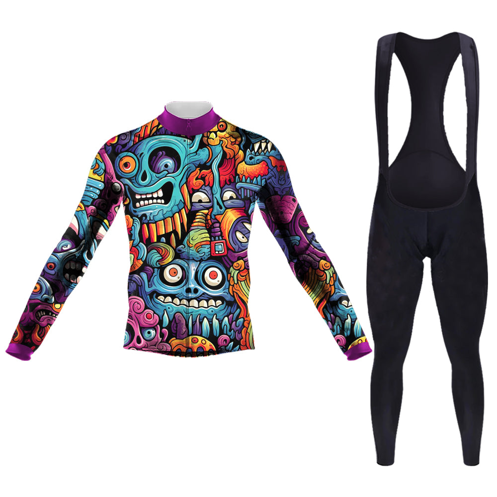 Alien Creatures Multicolor Men's Long Sleeve Cycling Kit