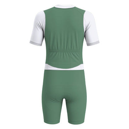 Elegant Thug Green Men's Short Sleeve Triathlon Suit