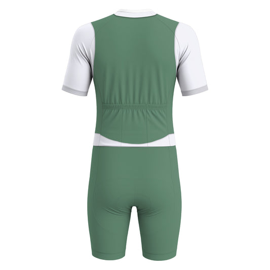 Elegant Thug Green Men's Short Sleeve Triathlon Suit