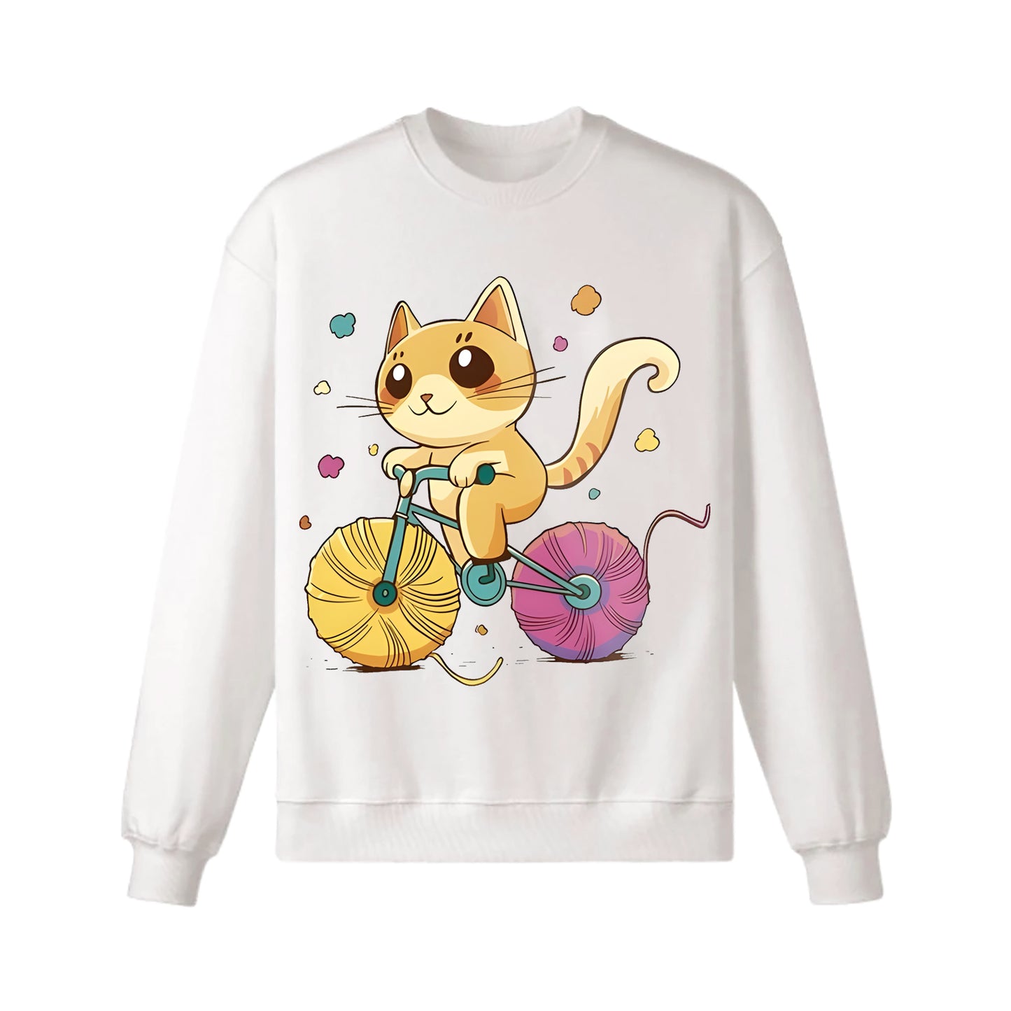 A Cartoon Cat Riding A Bicycle Sweatshirt