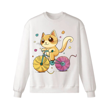 A Cartoon Cat Riding A Bicycle Sweatshirt