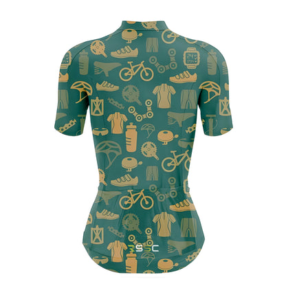Bicycle Equipment Pattern Women's Short Sleeve Cycling Kit