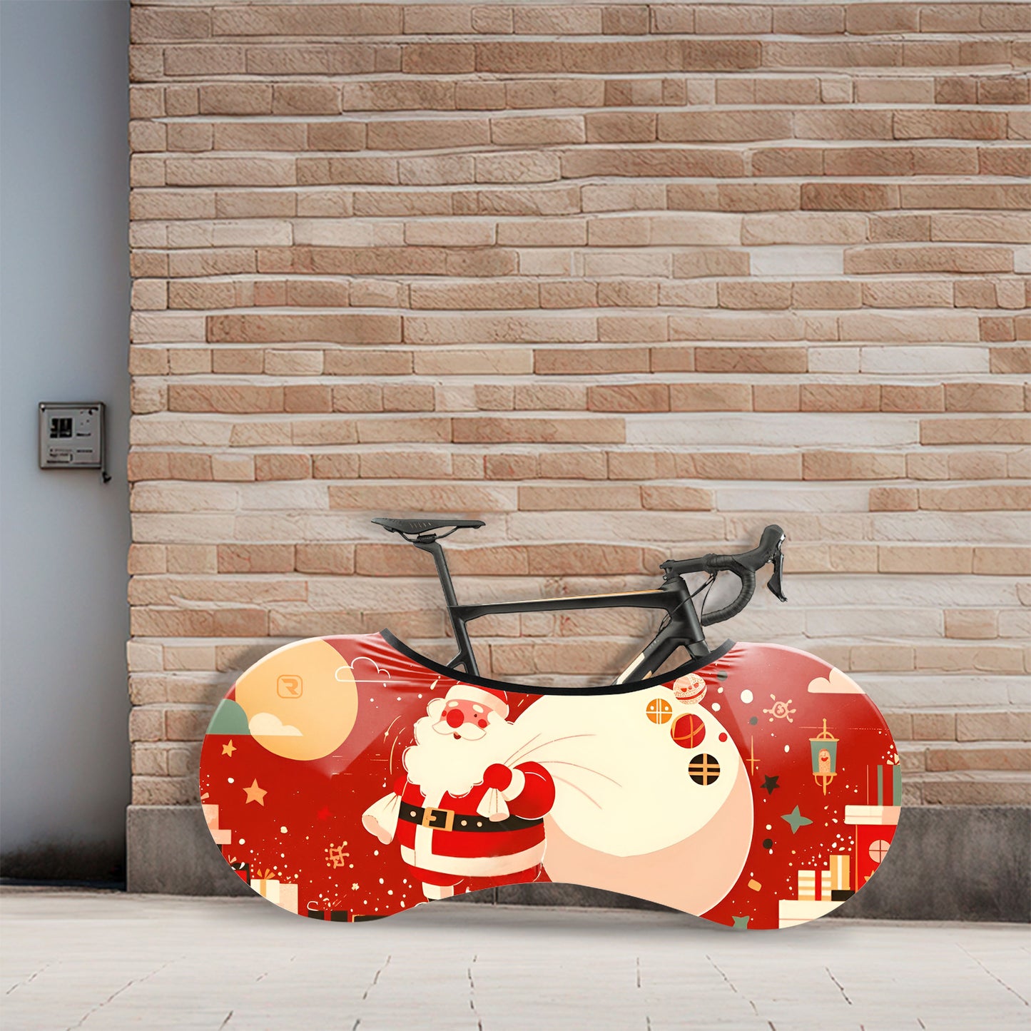 Santa Claus Delivering Gifts Under The Starry Sky Bicycle Wheels Cover