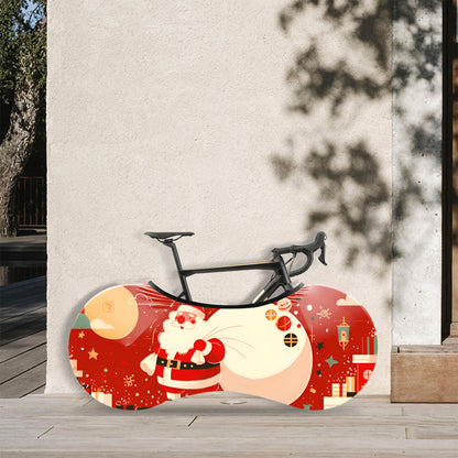 Santa Claus Delivering Gifts Under The Starry Sky Bicycle Wheels Cover