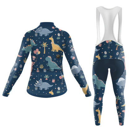 Dinosaur Pattern Women's Long Sleeve Cycling Kit