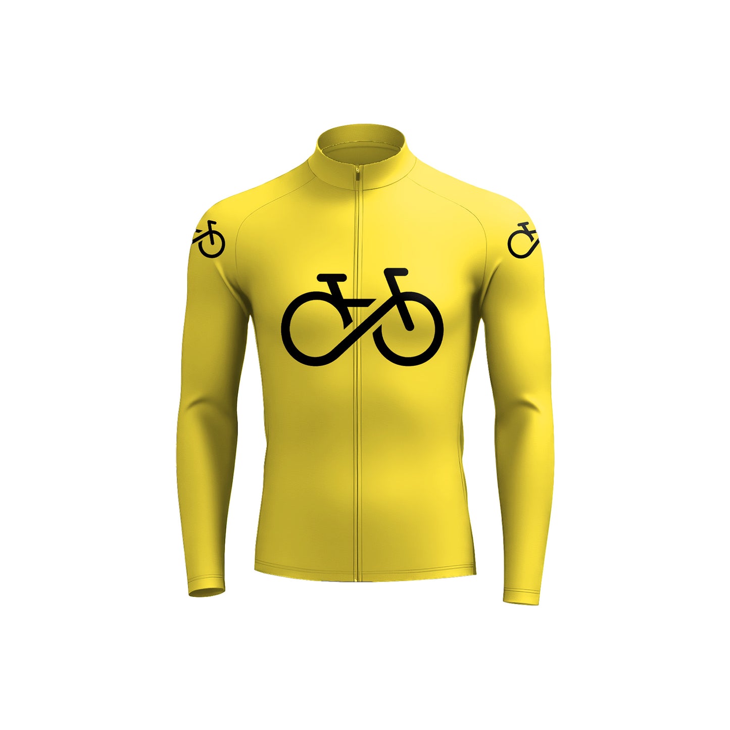 Bike Forever yellow Men's Long Sleeve Cycling Jersey