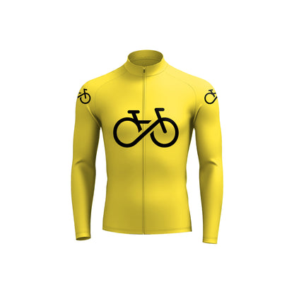 Bike Forever yellow Men's Long Sleeve Cycling Jersey