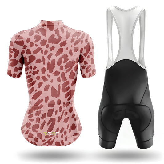 Red Leopard Print Women's Short Sleeve Cycling Kit