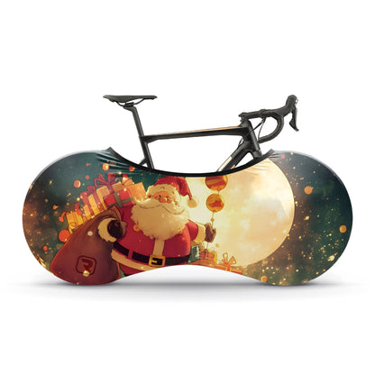 Santa Claus Comes To The House To Deliver Gifts Bicycle Wheels Cover