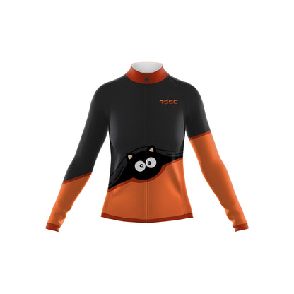 big-eyed black cat Women's Long Sleeve Cycling Kit
