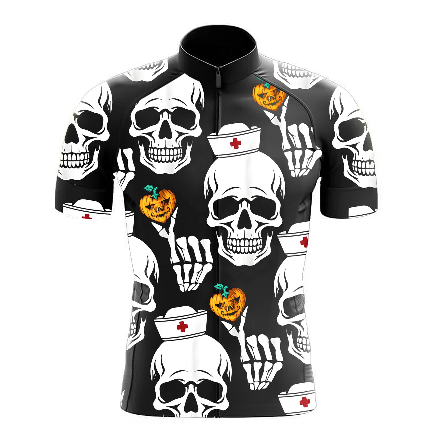 Skull Nurse Distributing Hearts Halloween Men's Cycling Kit