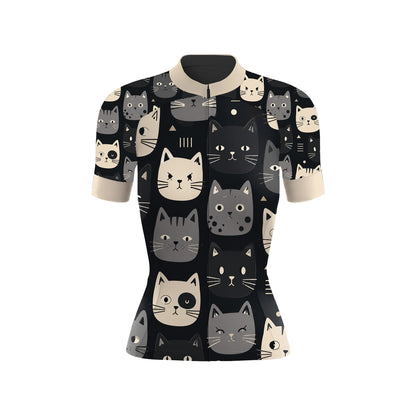 Happy Emoticon Cat Women's Short Sleeve Cycling Kit