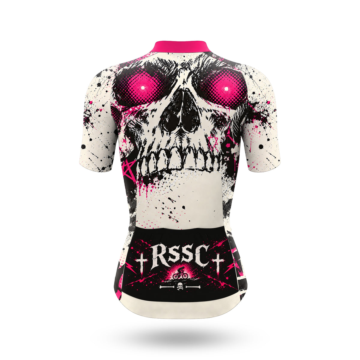 Kurzarm-Radtrikot für Damen „Neon Punk Skull“