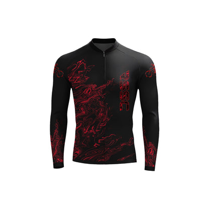 Herren-Radtrikot „Black-Red Fluid“ mit langen Ärmeln