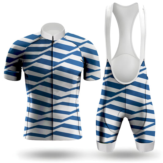 Men's Short Sleeve Cycling Jersey Blue Pattern | RSSC Premium Cycling Kit with Moisture Wicking Fabric