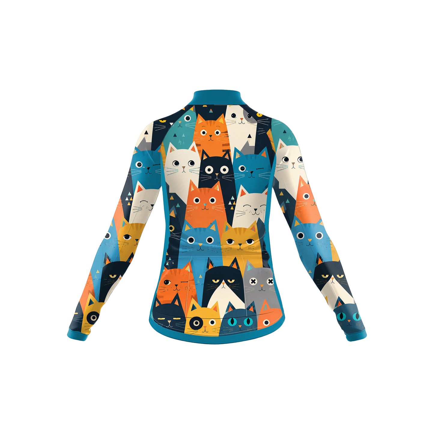 Cartoon Cat Women's Long Sleeve Cycling Kit