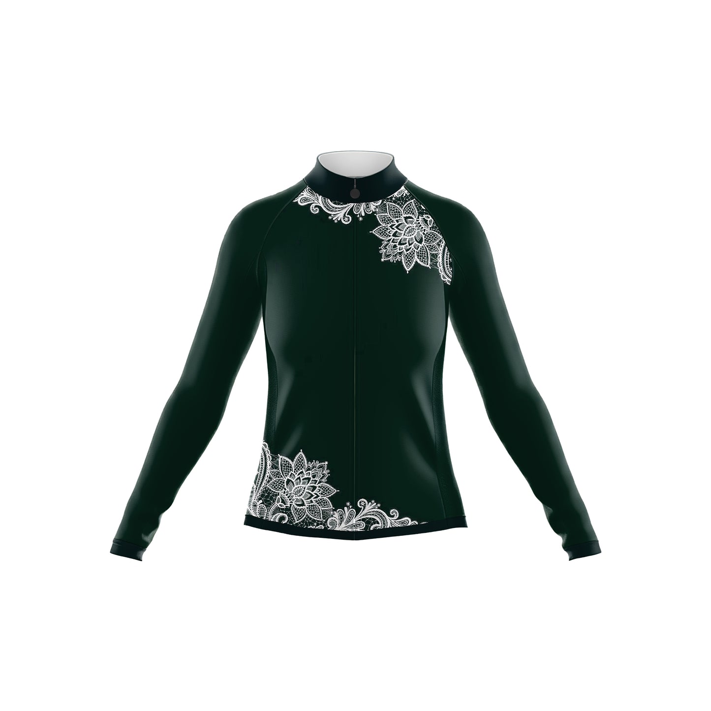 Dark green paisley Women's Long Sleeve Cycling Kit