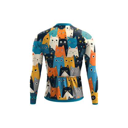Cartoon Cat Men's Long Sleeve Cycling Kit