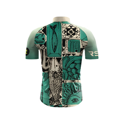 Celadon Sun-Fish Vintage Men's Short Sleeve Cycling Kit