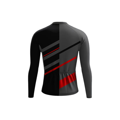 Grey Red Men's Long Sleeve Cycling Kit