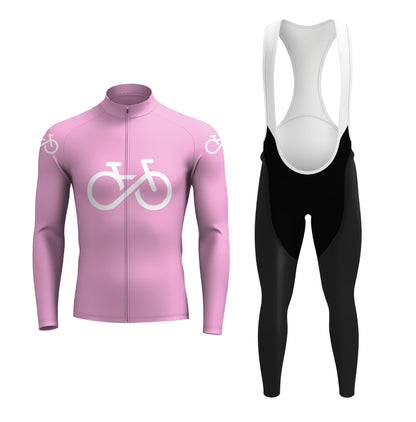 Bike Forever pink Men's Long Sleeve Cycling Jersey