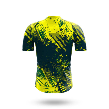 Conjunto de ciclismo de manga corta con textura amarilla para hombre