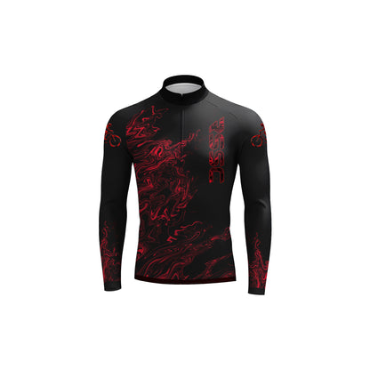 black-red fluid Men's Long Sleeve Cycling Kit