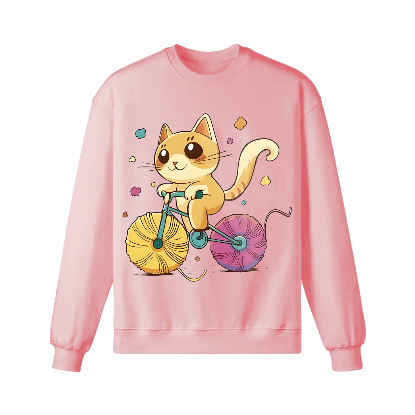 A Cartoon Cat Riding A Bicycle Sweatshirt
