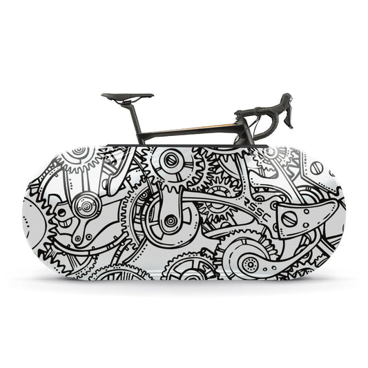 Black White Gears Bicycle Wheels Cover