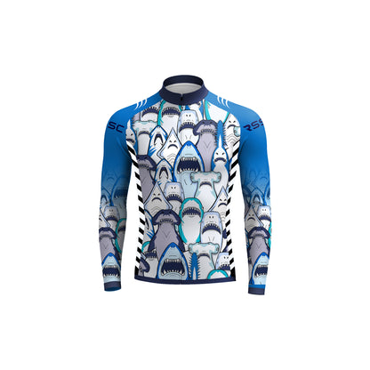 Shark Swarm Blue Men's Long Sleeve Cycling Kit
