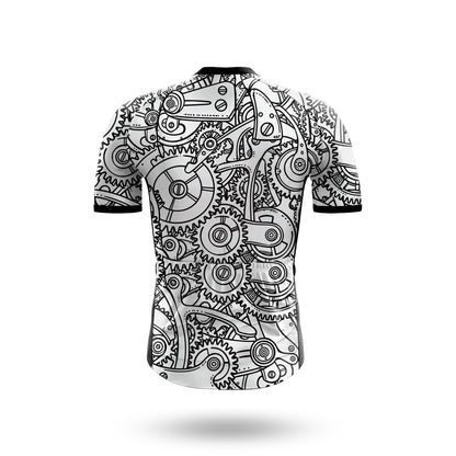 Black White Gears Men's Short Sleeve Cycling Kit