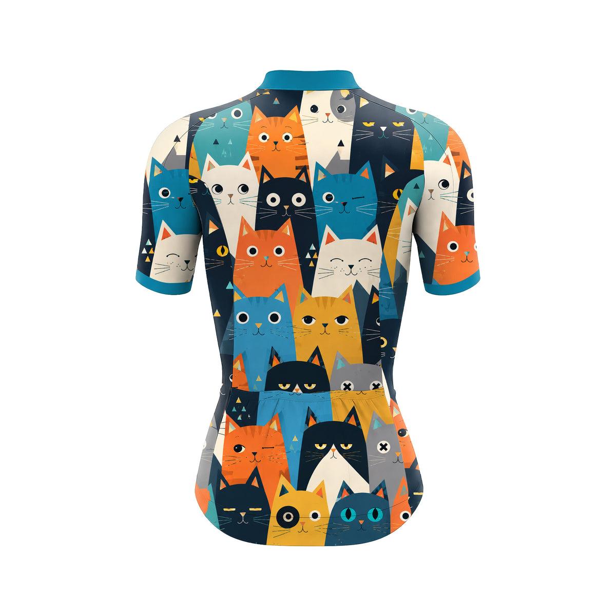 Kurzärmliges Radsporttrikot für Damen mit Cartoon-Katze