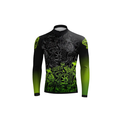 Green-Lit Skull Men's Long Sleeve Cycling Kit