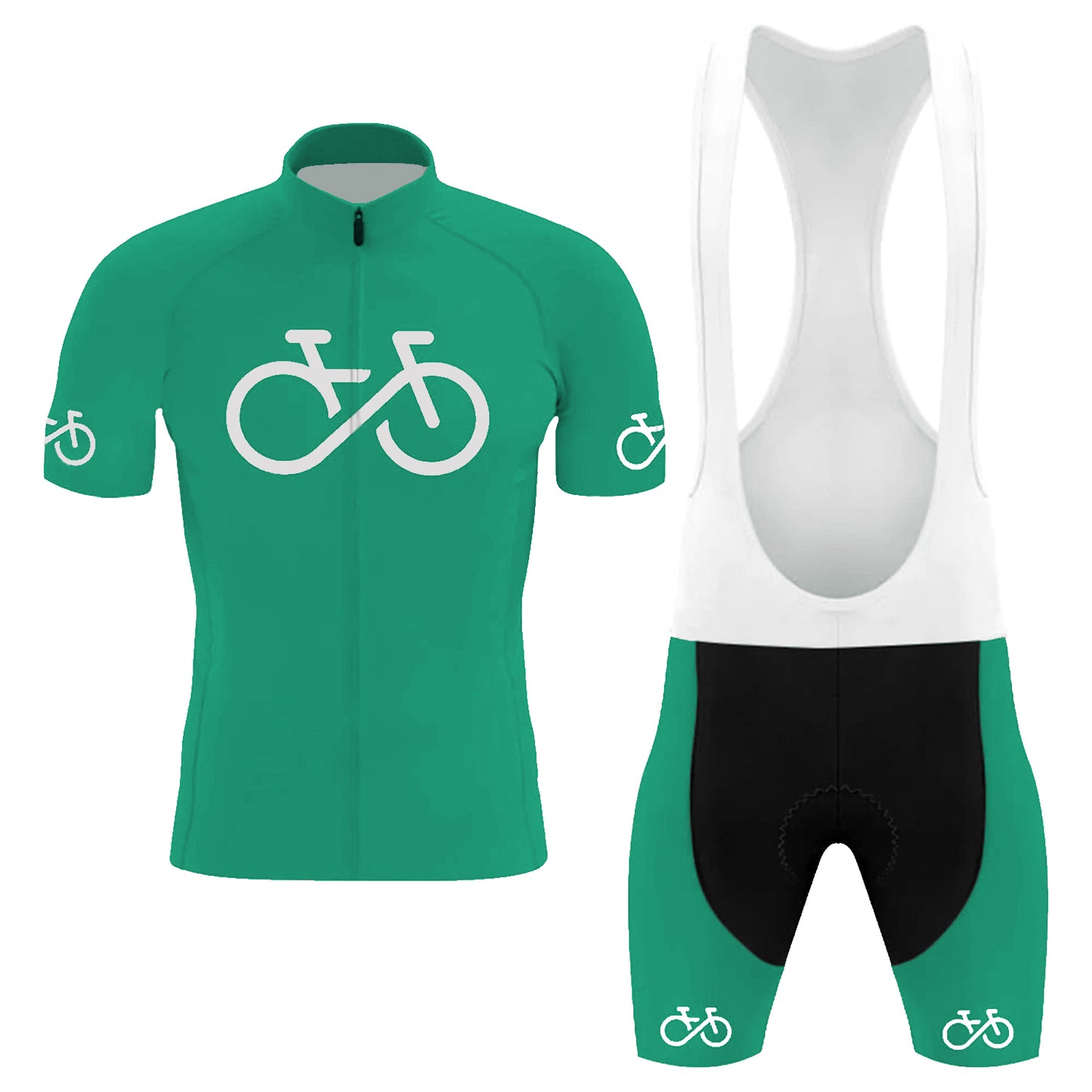 Professional Team Racing Suit Green Men's Short Sleeve Cycling Kit