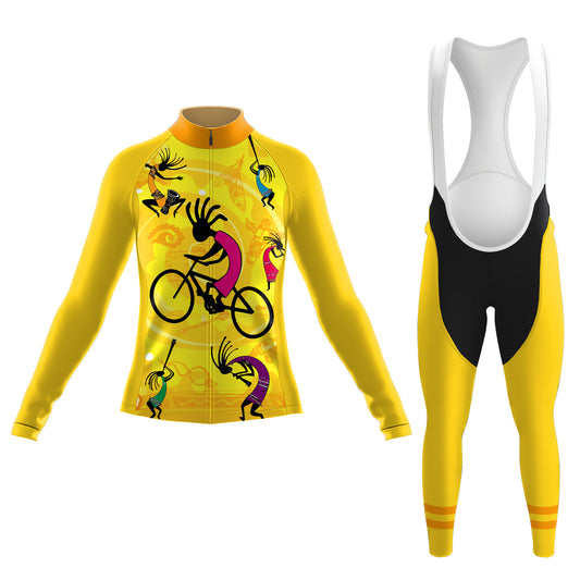 Yellow Kokopelli Women's Long Sleeve Cycling Kit