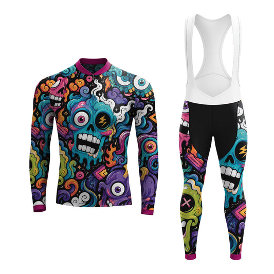 Kit de ciclismo de manga larga multicolor para hombre Criaturas alienígenas