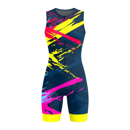Colorful Abstract Movement Women's Sleeveless Triathlon Suit