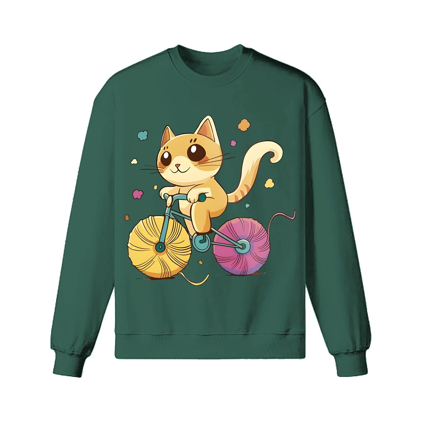 A Cartoon Cat Riding A Bicycle Sweatshirt